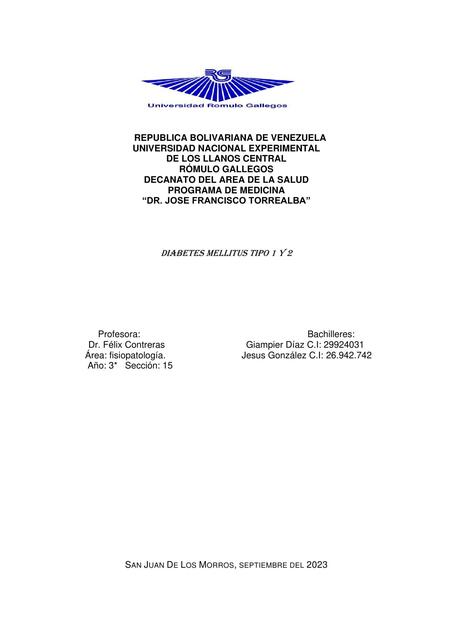 Diabetes trabajo de fisiopatología  