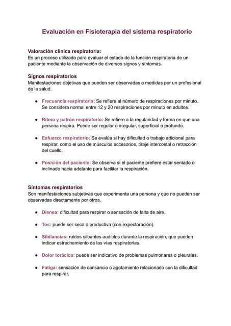 Evaluación y rehabilitación respiratoria