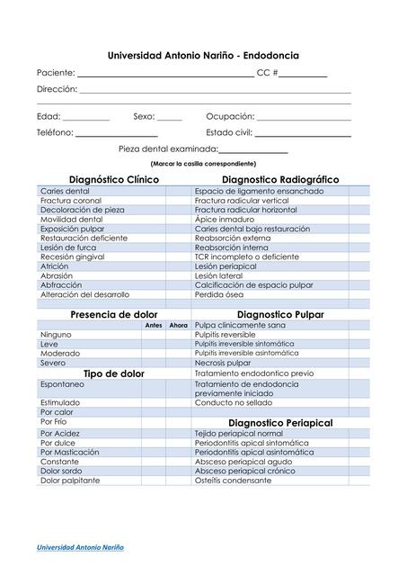 Evaluación endodóntica