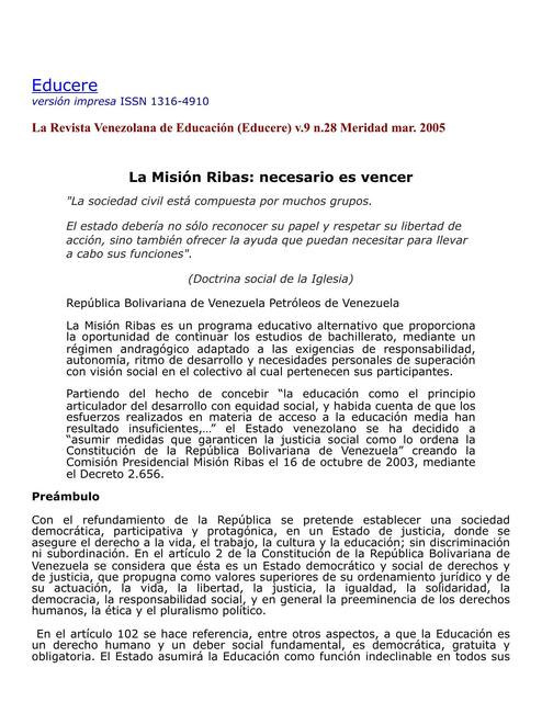 La Misión Ribas Necesario es Vencer Pedagogía y algo más uDocz