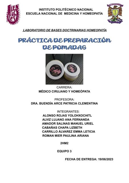 Práctica de Preparación de Pomadas 