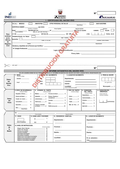 Formulario Del Nacido Vivo