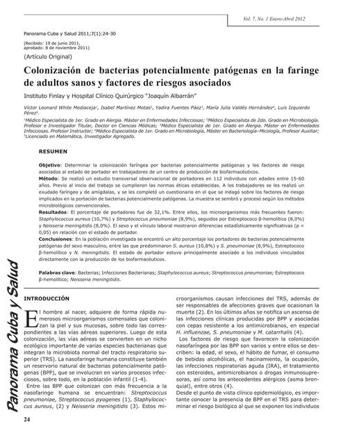 Colonización De Bacterias Potencialmente Patógenas 