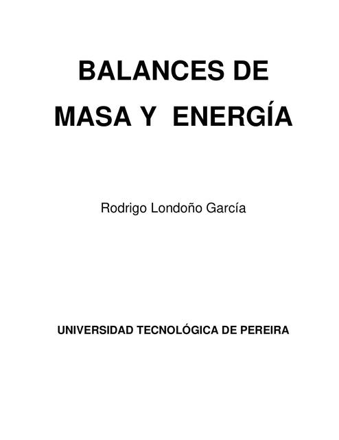 Balance de masa y energía  