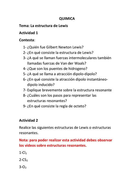 La Estructura de Lewis 