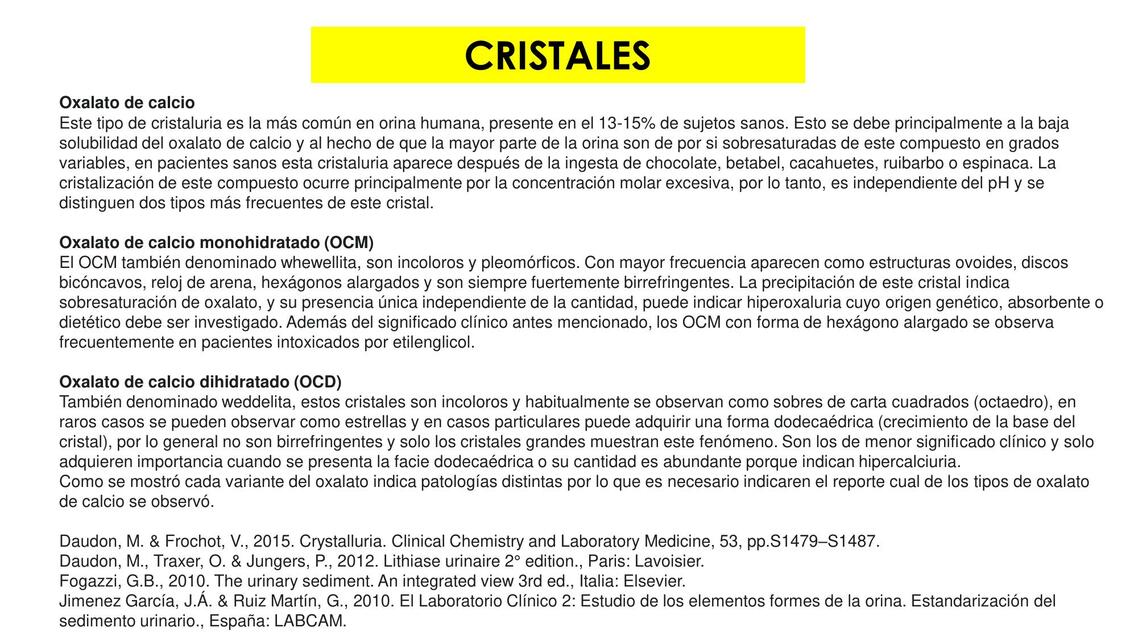 Cristales oxalato de calcio