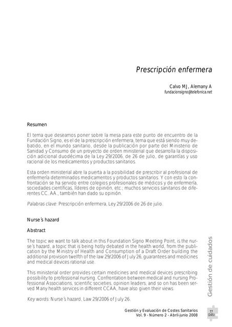 Prescripción enfermera  