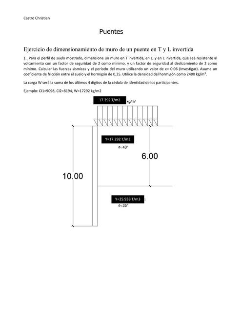 Cálculo del Muro de un PUENTE en sección  T y L invertida