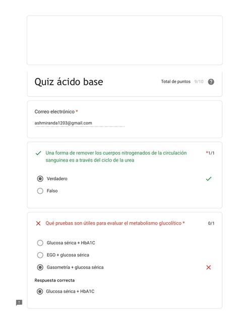 Quiz ácido base