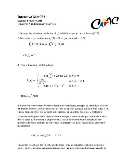 Antiderivadas y Matrices