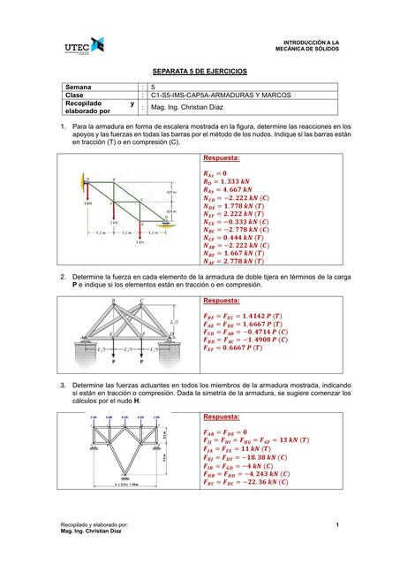 Ejercicios de Mecánica de Sólidos 