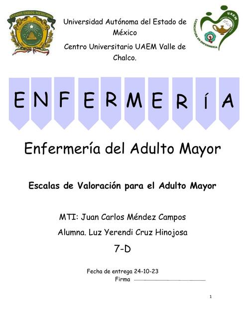 Escalas de Valoración para el Adulto Mayor 