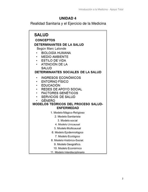 Realidad Sanitaria y el Ejercicio de la Medicina