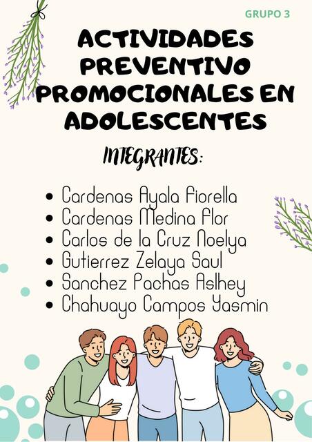 Infografía actividades preventivas promocionales del adolecentes