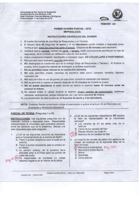 Primer examen fisiologia 