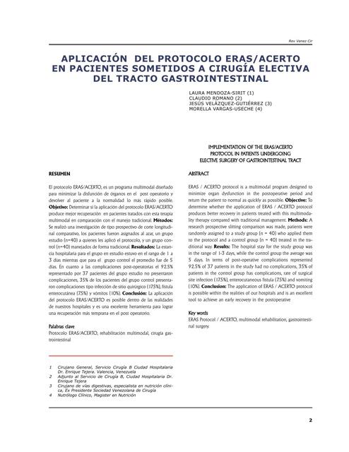 Aplicación del protocolo eras 