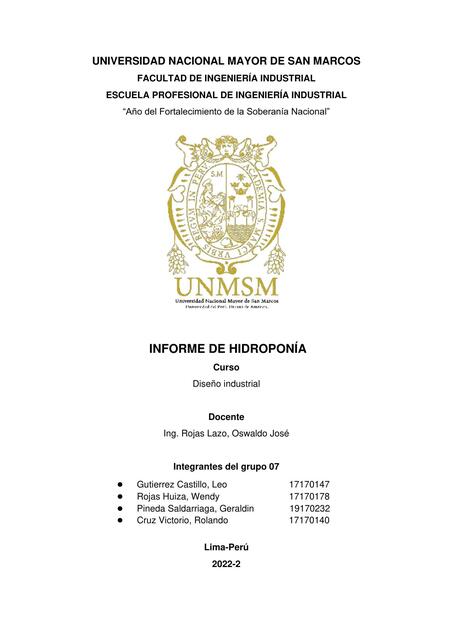 Informe de hidroponía 