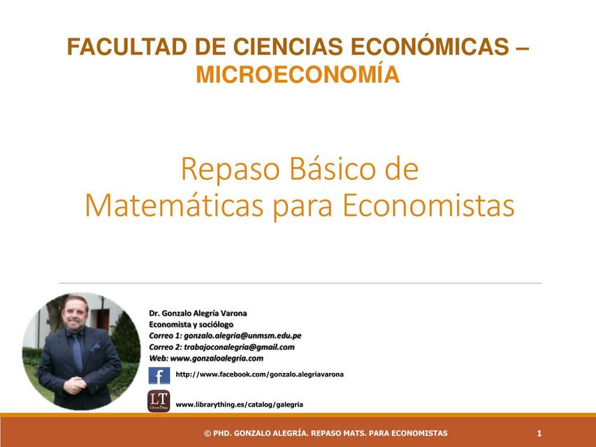 Repaso Básico de Matemáticas para Economistas