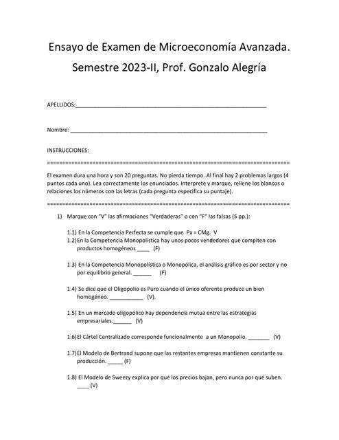 Solucionario de Ensayo de Examen de Microeconomia