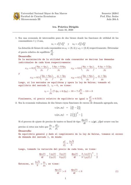 Práctica Dirigida de Economía