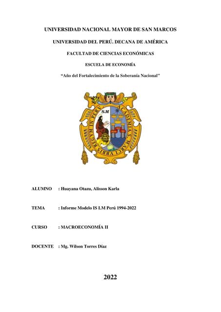 Informe Modelo IS LM Perú 1994-2022