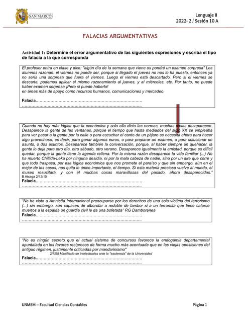 ACTIVIDAD FALACIAS ARGUMENTATIVAS