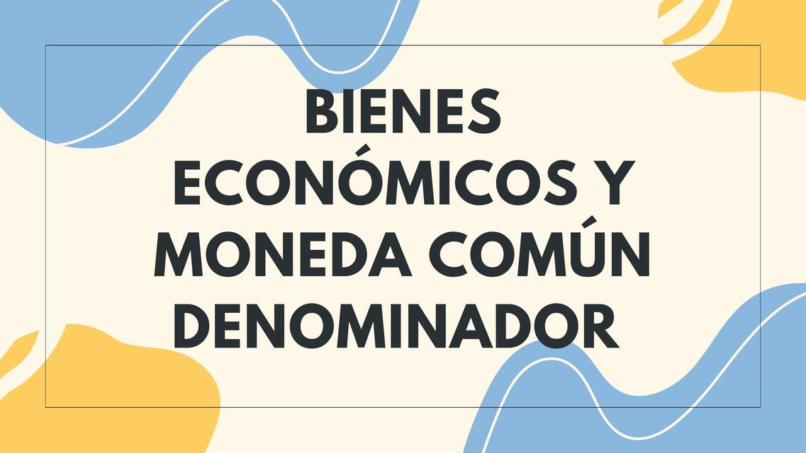 Bienes Económicos Y Moneda Común Denominador