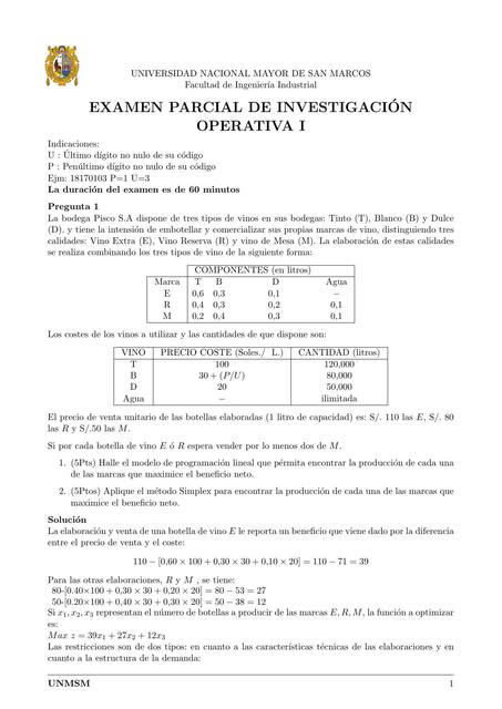 Solucionario Modelo de Examen