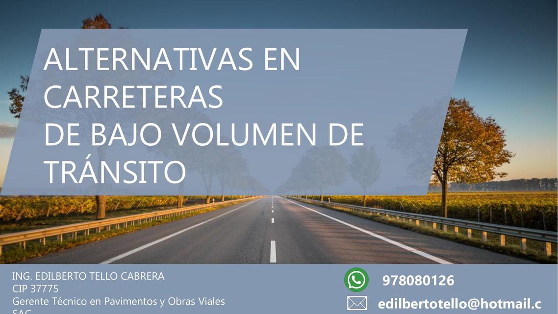 Alternativas en carreteras de bajo Volumen 1 5 | JHONATAN VALERA | uDocz