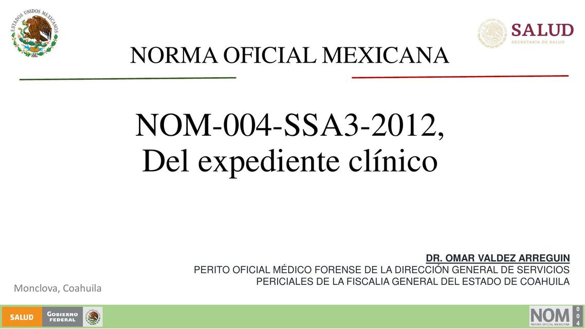 NOM-004-SSA3-2012, Del Expediente Clínico