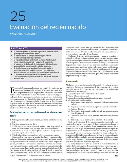 Evaluación del recién nacido - pediatria