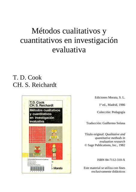 Métodos cualitativos y cuantitativos en investigación evaluativa