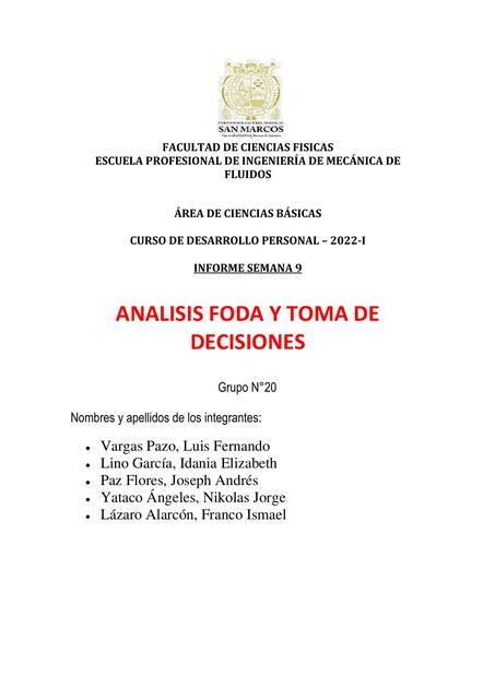 Análisis FODA y toma de decisiones 