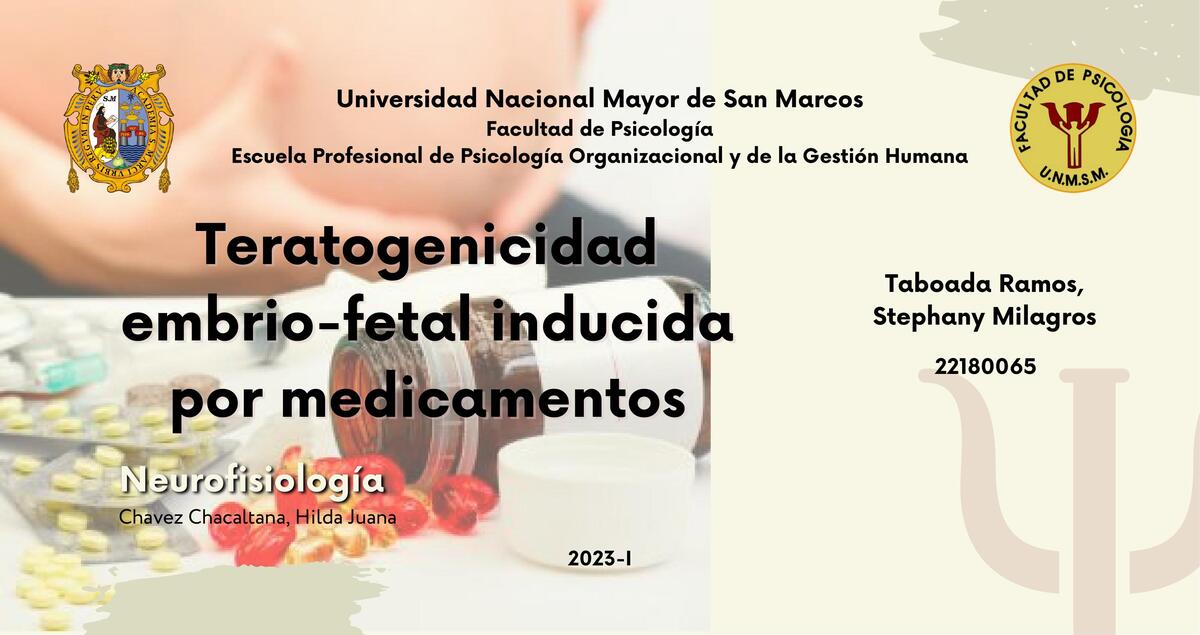  Teratogenicidad embrio fetal 