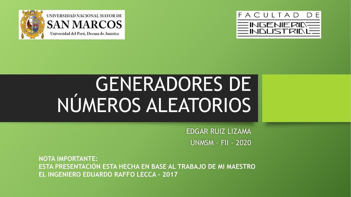 Generadores De Números Aleatorios