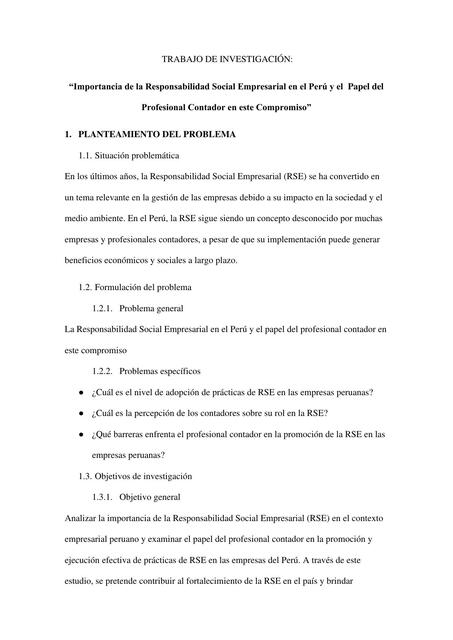 Importancia de la Responsabilidad Social Empresarial en el Perú y el  Papel del  Profesional Contador en este Compromiso