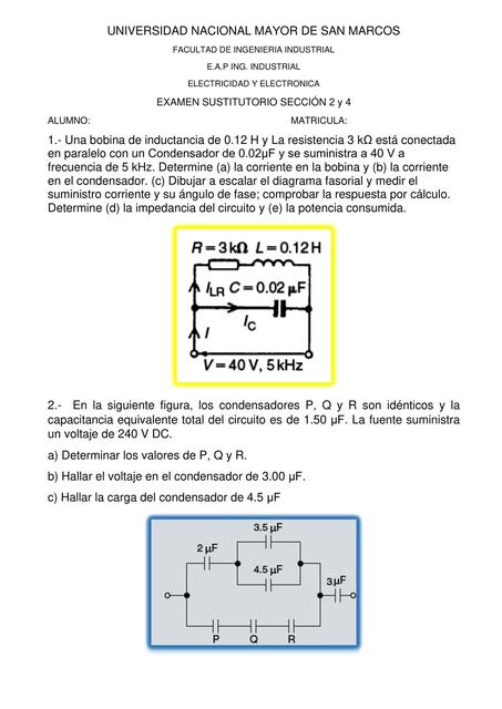 Examen sustitutorio electricidad y electrónica 