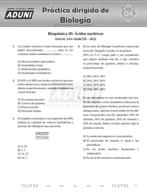 Bioquímica III: Ácidos nucleicos