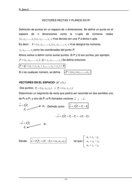 Teoría Vectores rectas y planos en R3