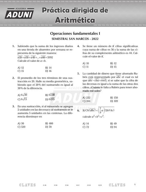 Practica dirigida de aritmética  