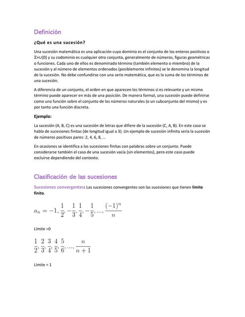 Sucesiones Clasificación