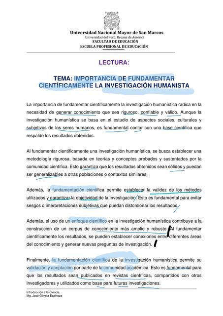 Importancia de fundamentar científicamente la investigación humanista 