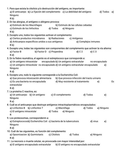 Ex Inmunología Primer  Parcial