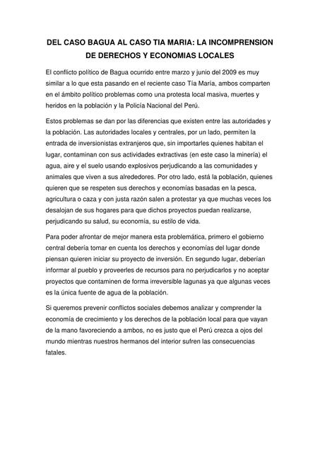 La incomprensión de derechos y economías locales 