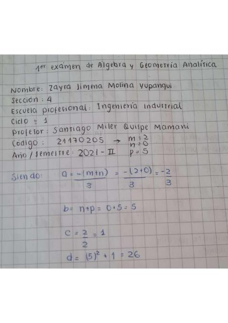 Práctica de algebra y geometria analitica  