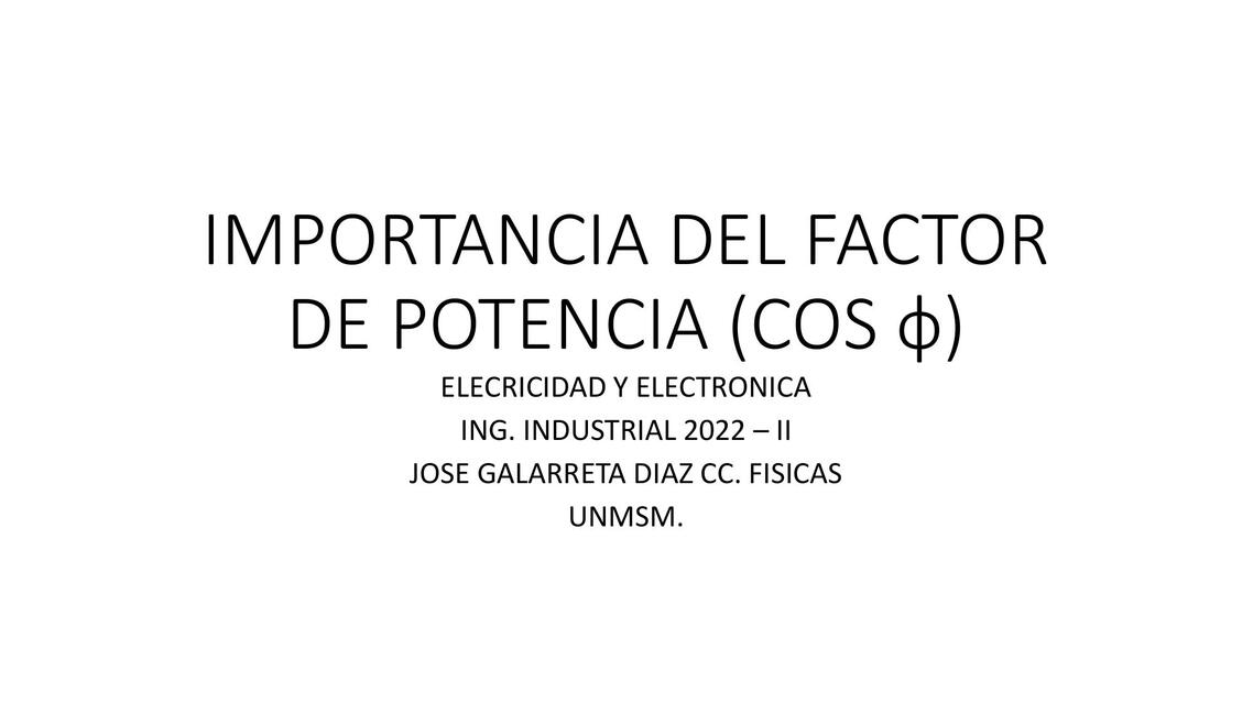 Importancia del factor de potencia 