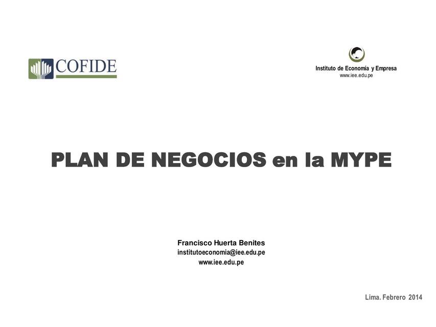 Plan de negocios en la MYPE 