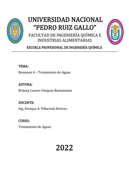 RESUMEN 4 Diseño del Tanque sedimentador y cálculo