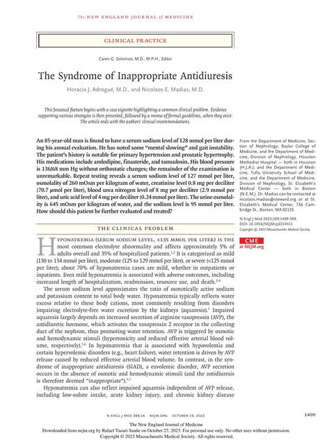 The Syndrome of Inappropriate Antidiuresis