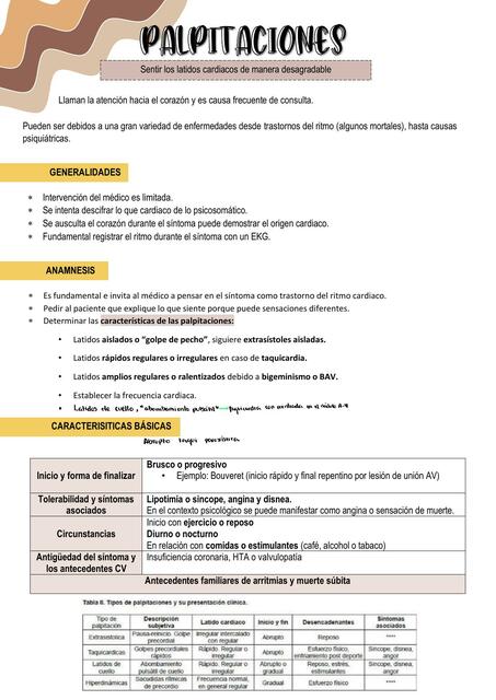 PALPITACIONES RESUMEN CARDIOLOGIA MEDICA